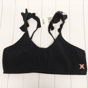 Girls Black Bikini Top with Pink Harley Logo